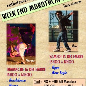 Samedi 15 décembre et Dimanche 16 décembre Weekend Marathon Hip Hop